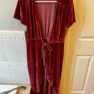 PrettyLittleThing Burgundy wrap dress. Velvet